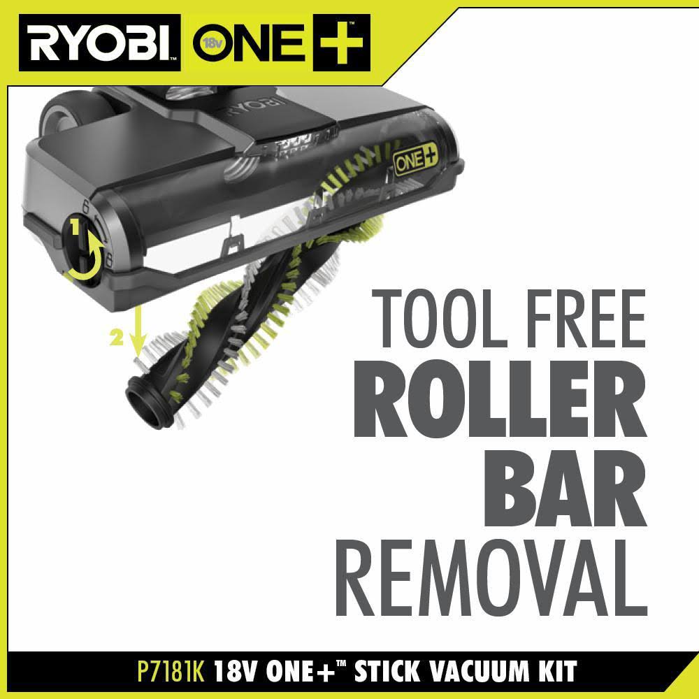 Ryobi 18Volt One+ Brushless Stick Vacuum Cleaner Kit w/ 4.0 Ah Lithium