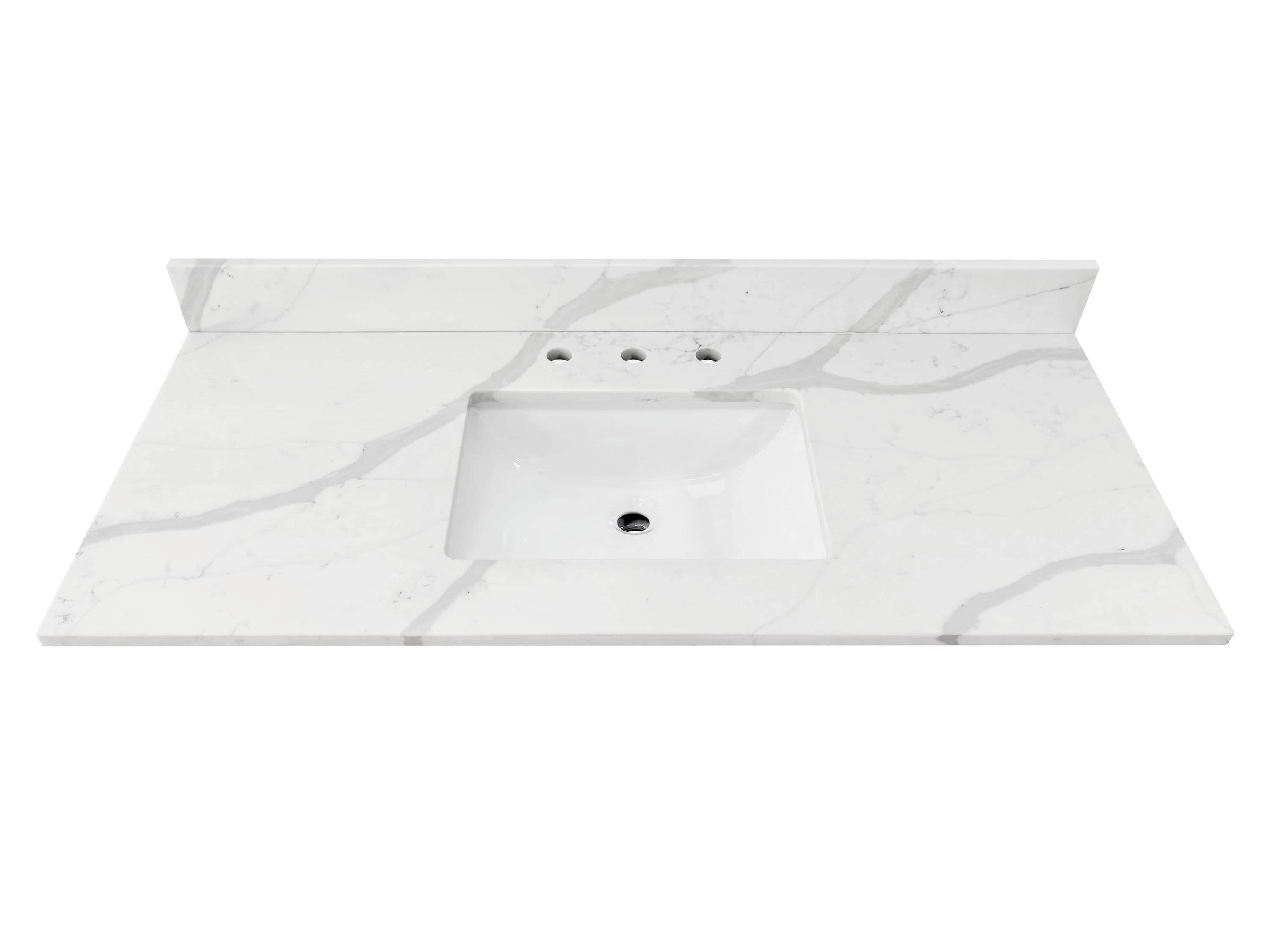 Allen + Roth Calacatta Quartz 49in White Quartz Single Sink Bathroom