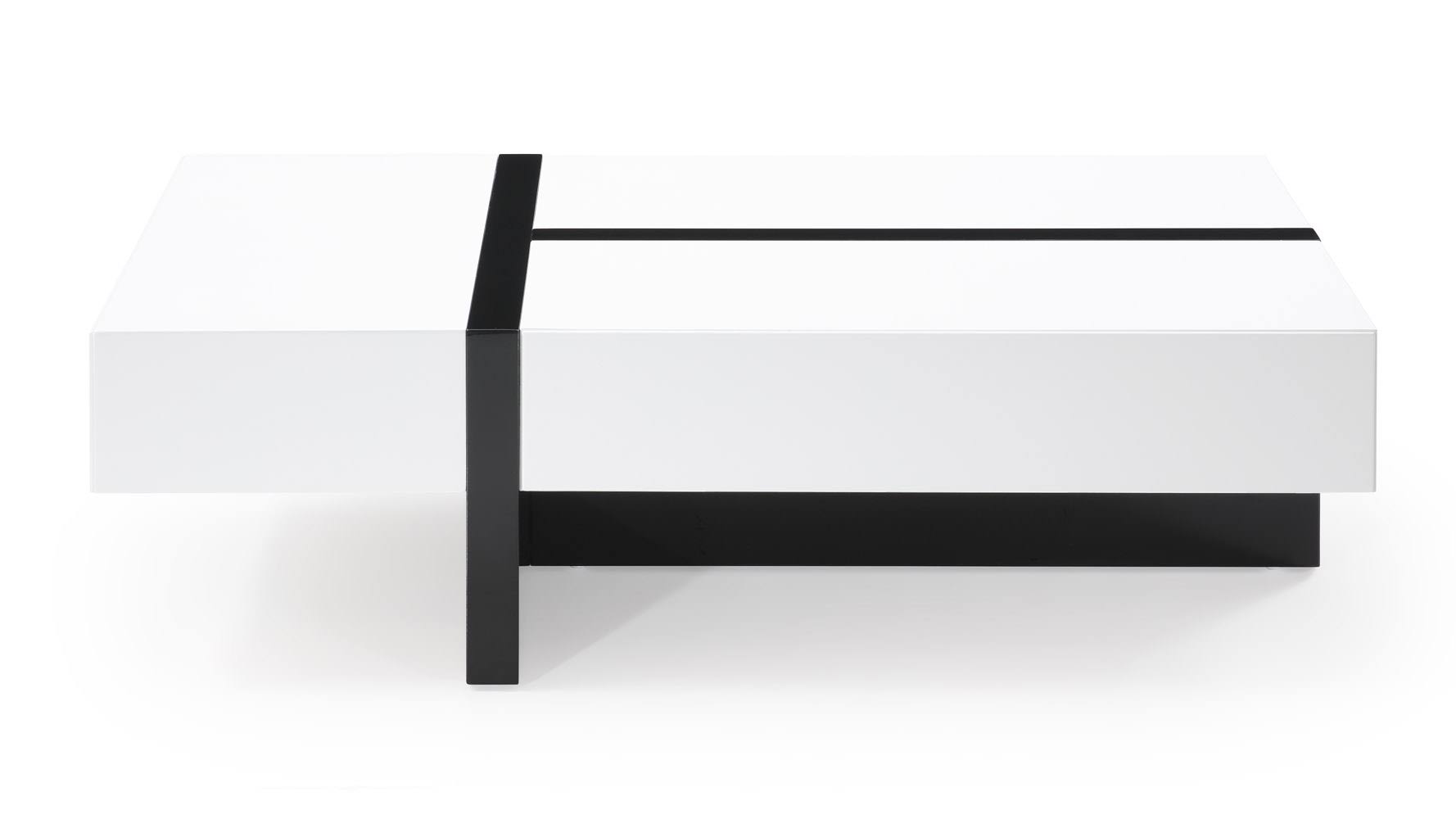 McIntosh High Gloss Coffee Table with Storage White/Black Rectangle