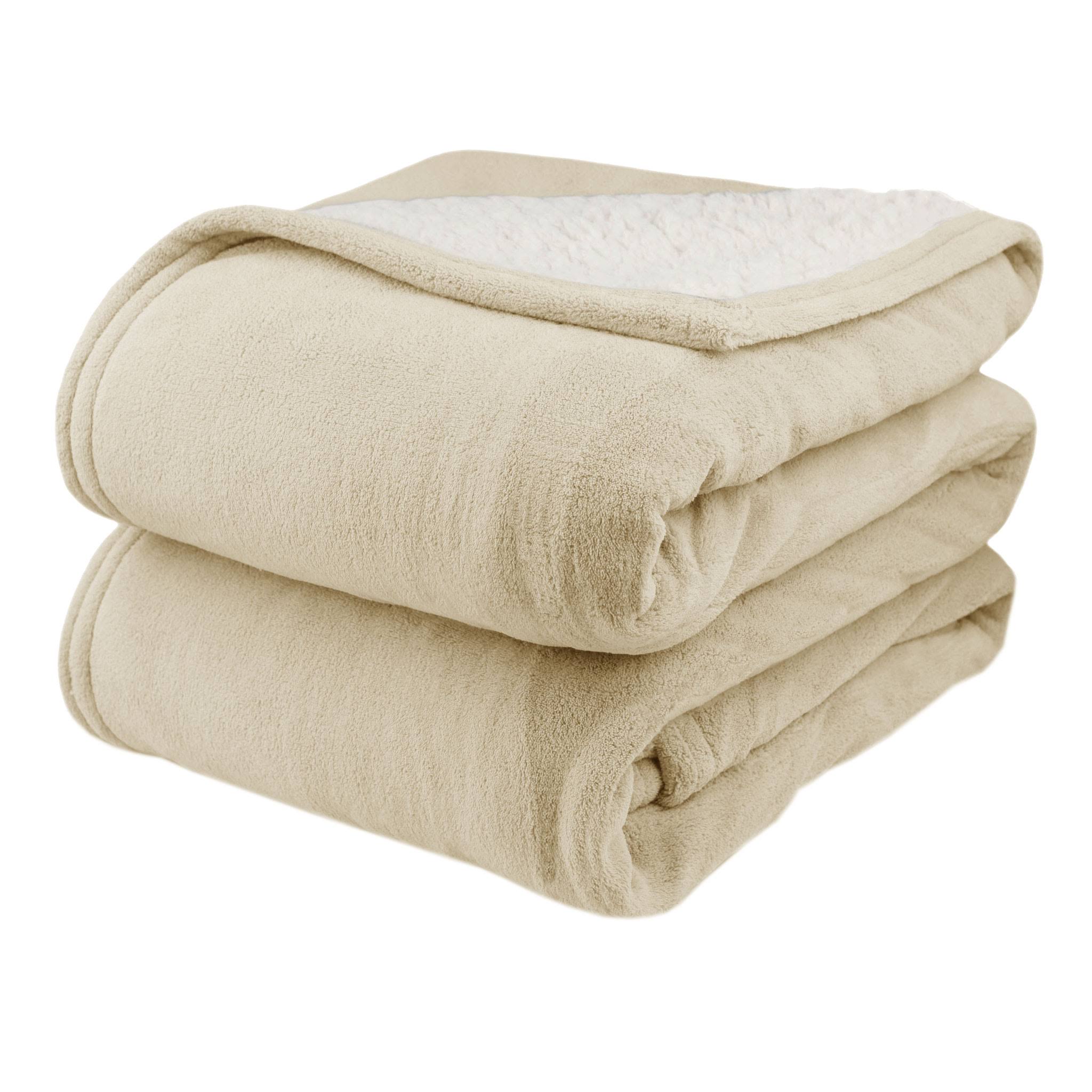 Biddeford Heated Electric Blanket Microplush Sherpa Cream Queen My