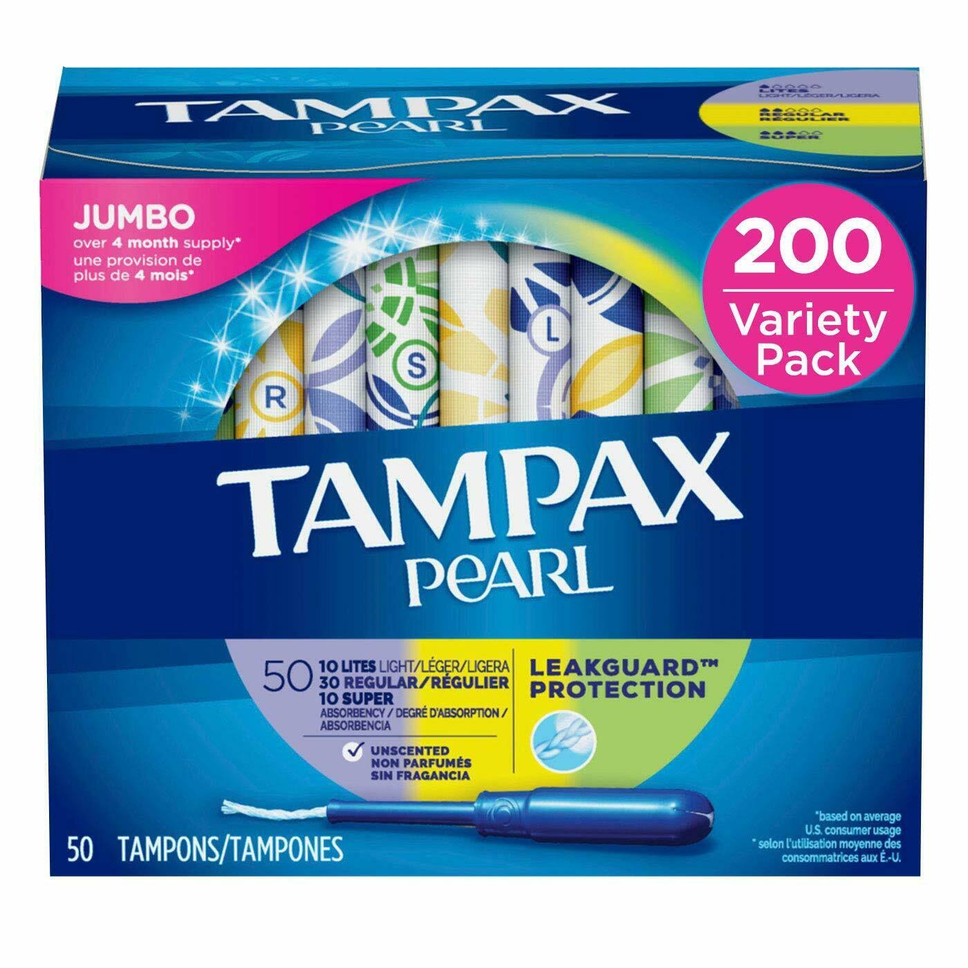 Tampax Pearl Plastic Tampons Light Regular Super Absorbency - My ...