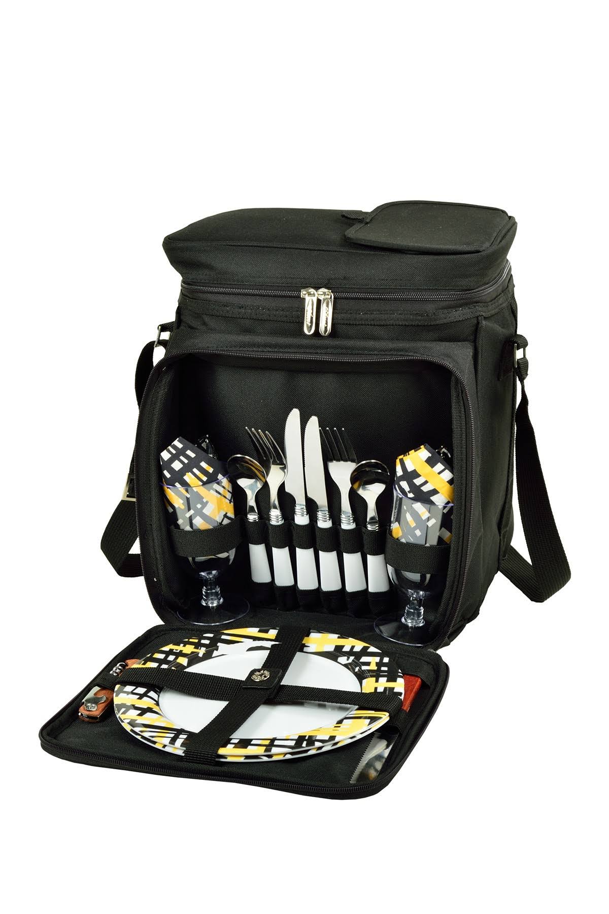 Picnic at Ascot Picnic Basket/Cooler Equipped for 2 Black/Paris My