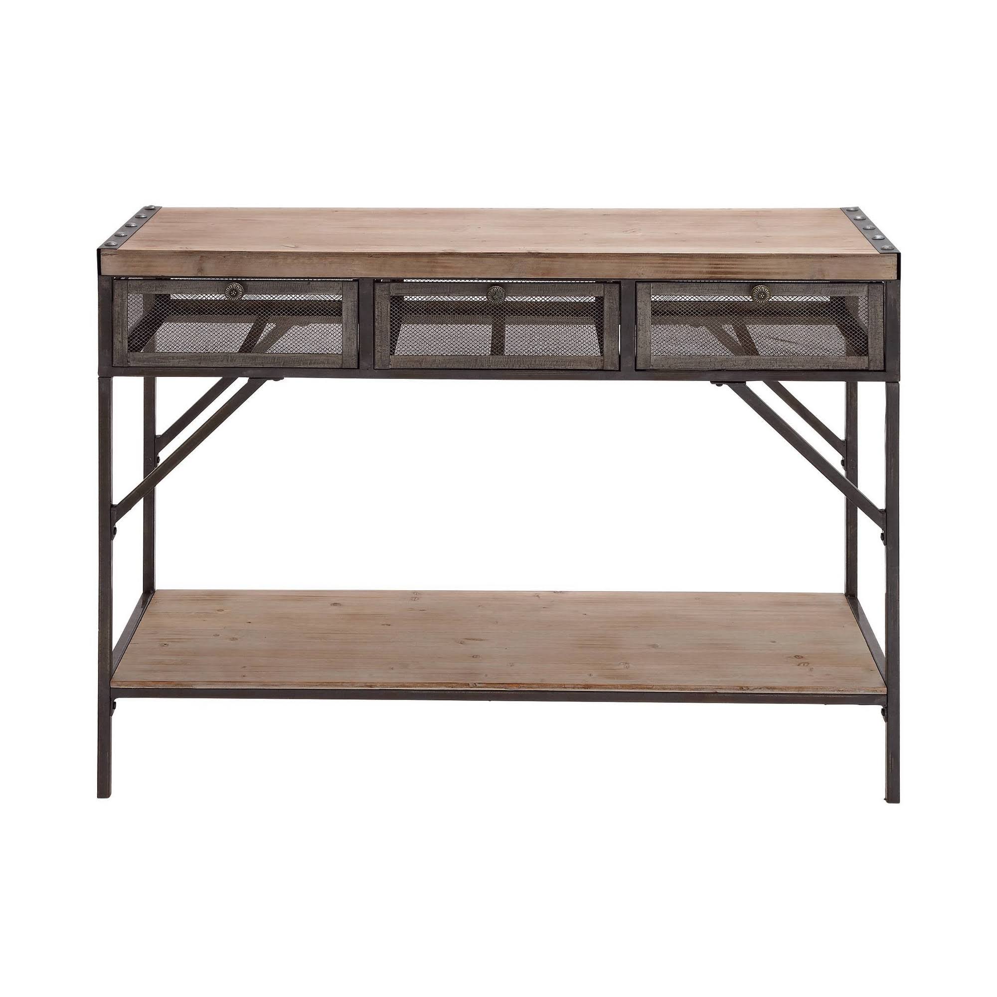 Perfect Three Drawer Wood Metal Console Table My Leather Swear