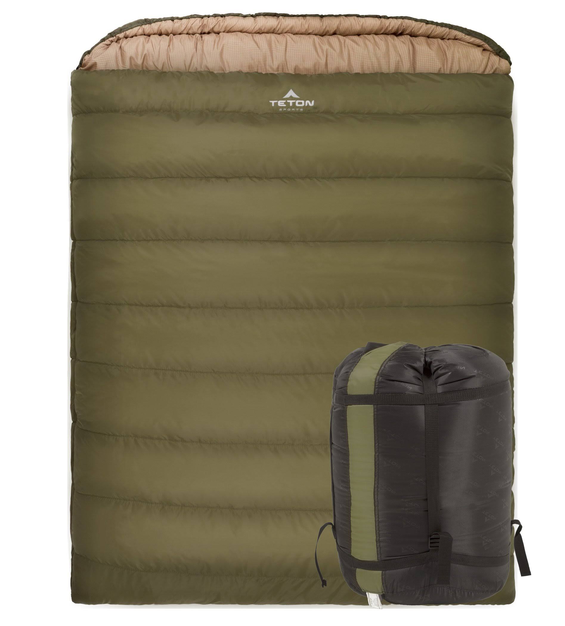 Teton Sports Mammoth Flannel Lined Sleeping Bag, Olive Green, Queen, 94 