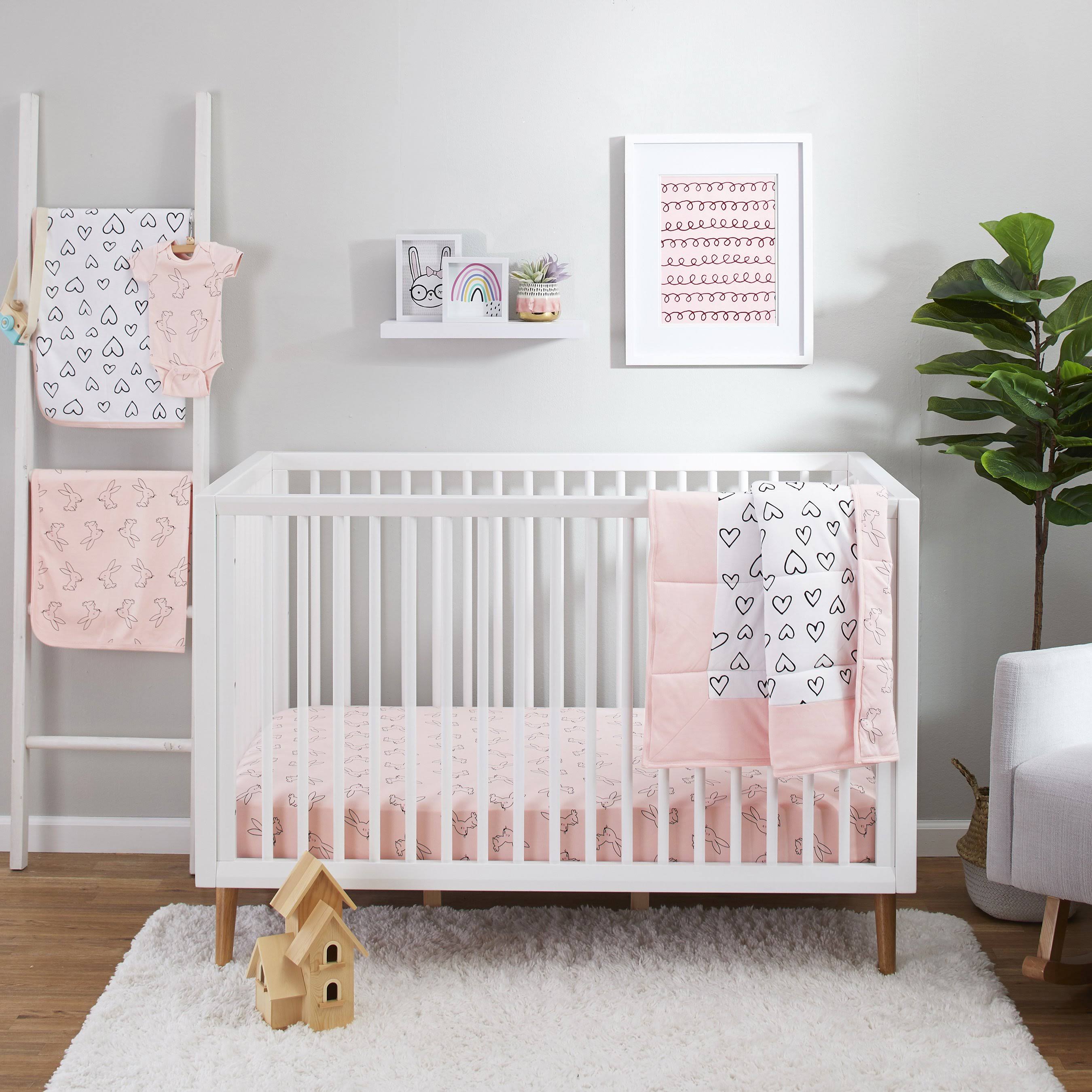 Little Star Organic Pure Organic Cotton Crib Bedding Set, 3 PC, Pink
