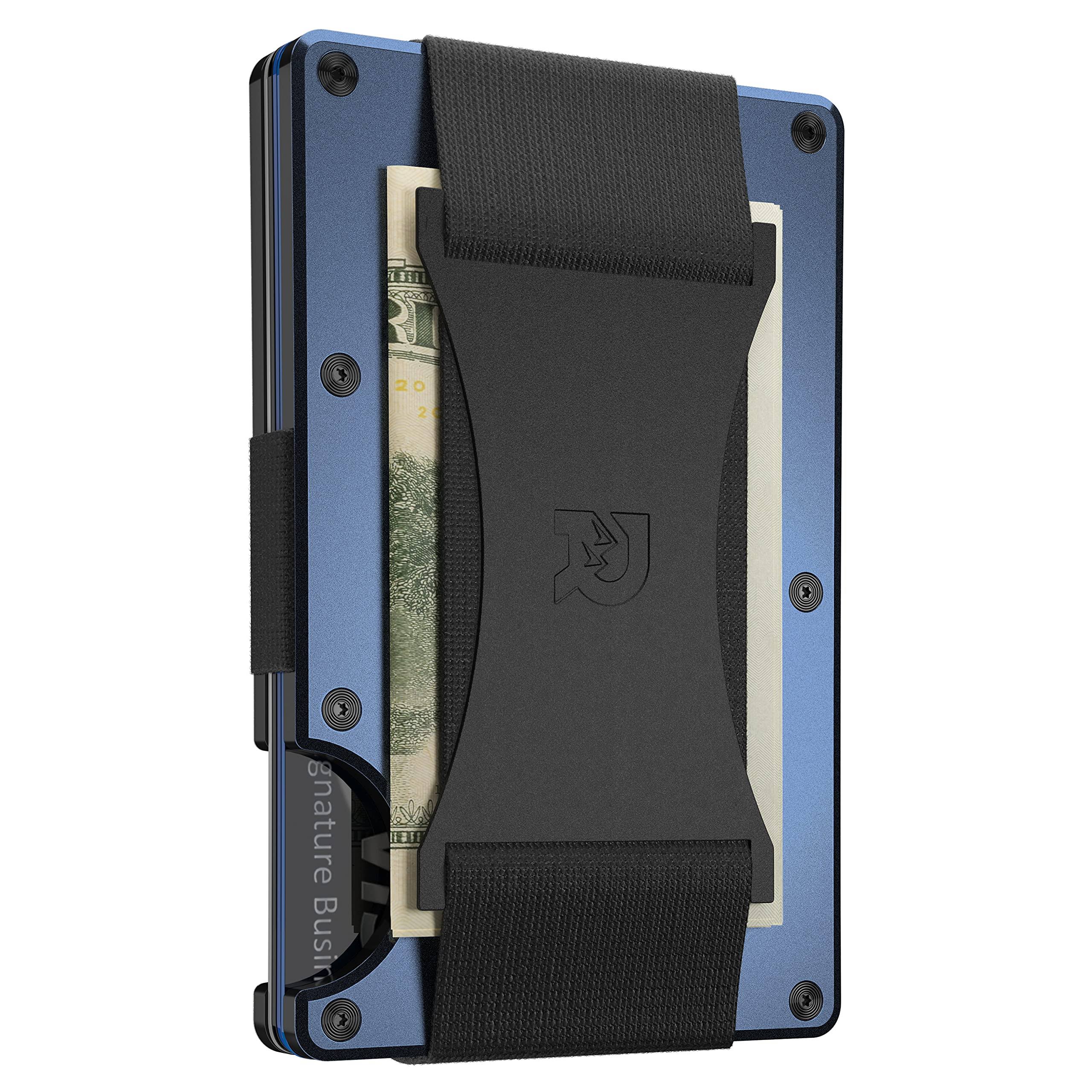 Ridge Wallet Aluminum Cash Strap Navy My Leather Swear
