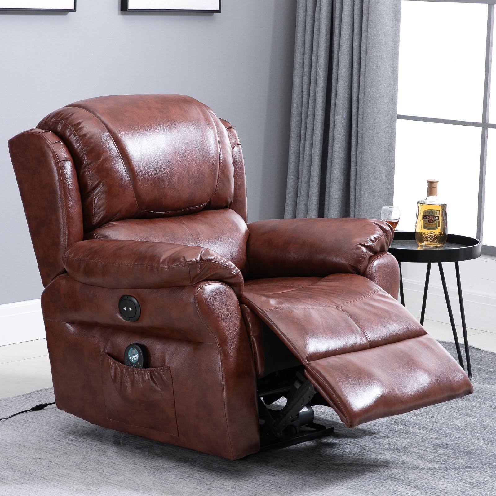 Homcom Power Massage Recliner Chair With Heat And Remote Control 8 Massaging Points Pu Leather