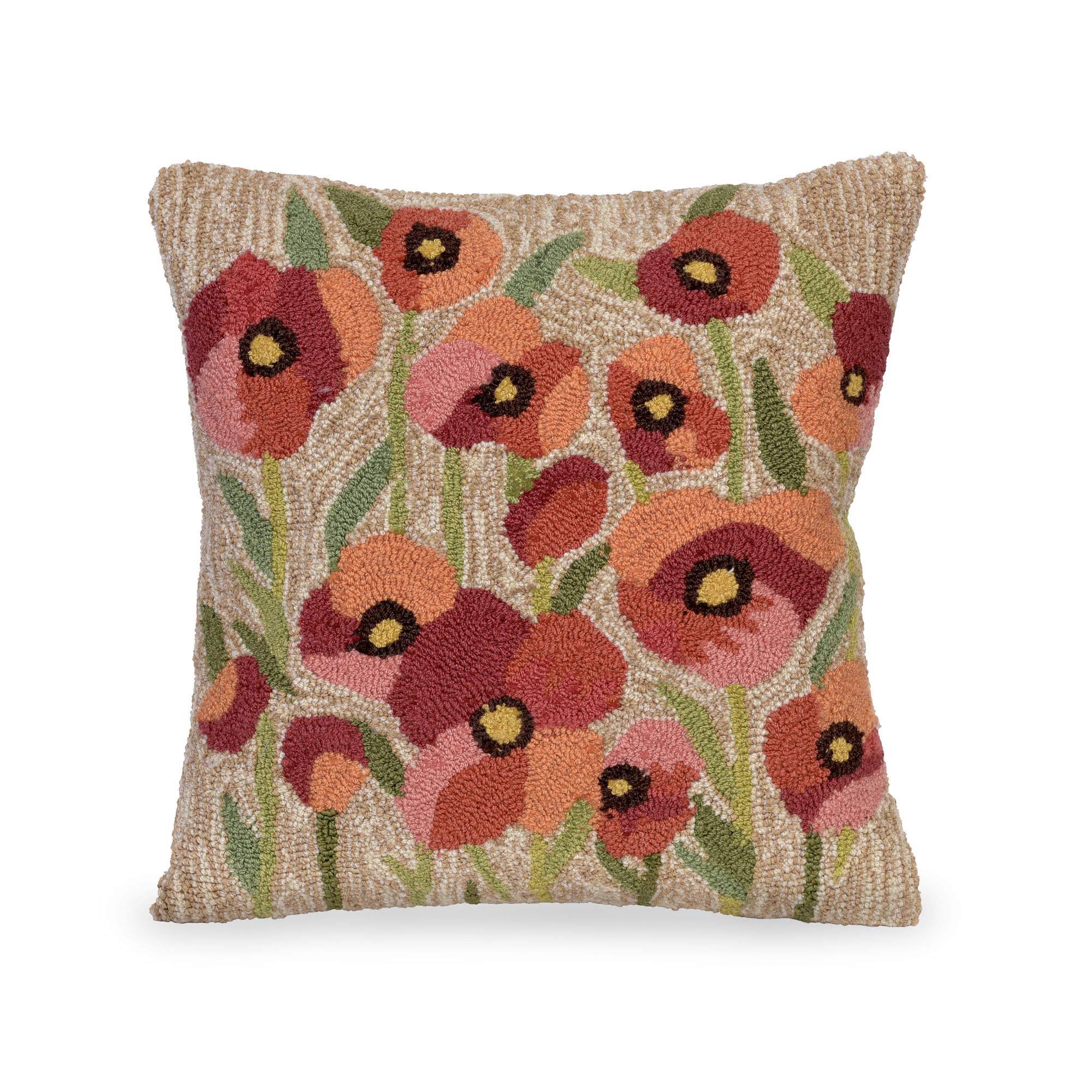 Liora Manne Frontporch Indoor/Outdoor Pillow, 18" Square, Poppies