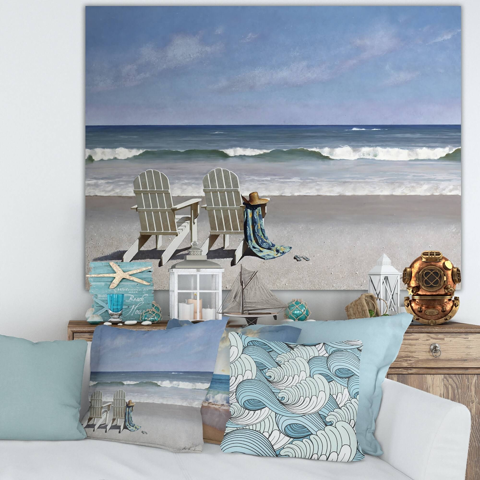 Designart 'Tide Watching' Nautical & Coastal Canvas Art Print - 44 in ...