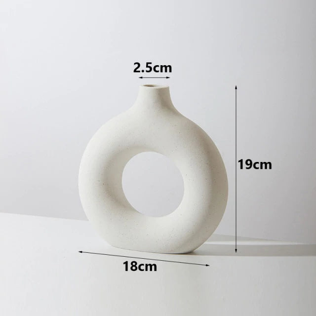 Circular Hollow Ceramic Vase - deermarts