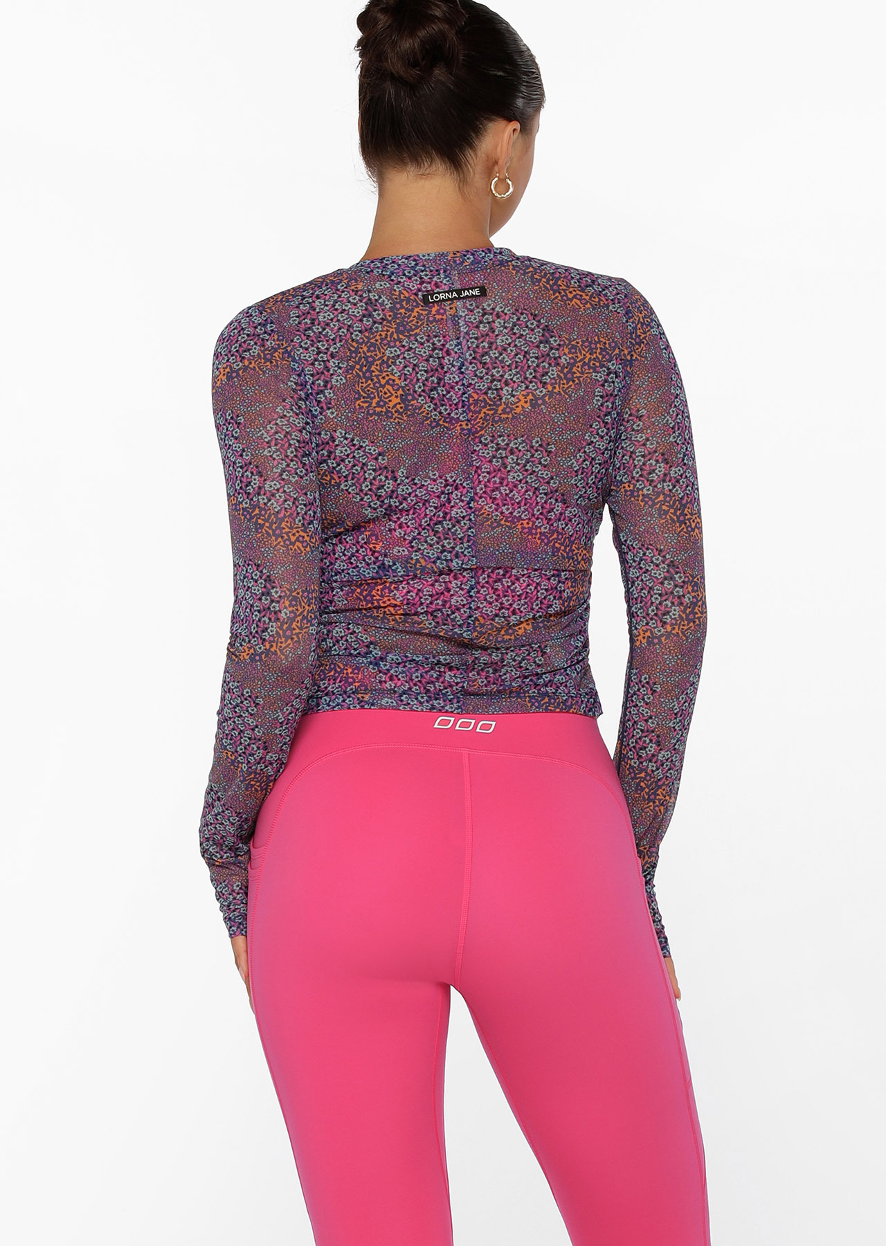 Lorna Jane Midnight Ditsy Active Long Sleeve Mesh Top