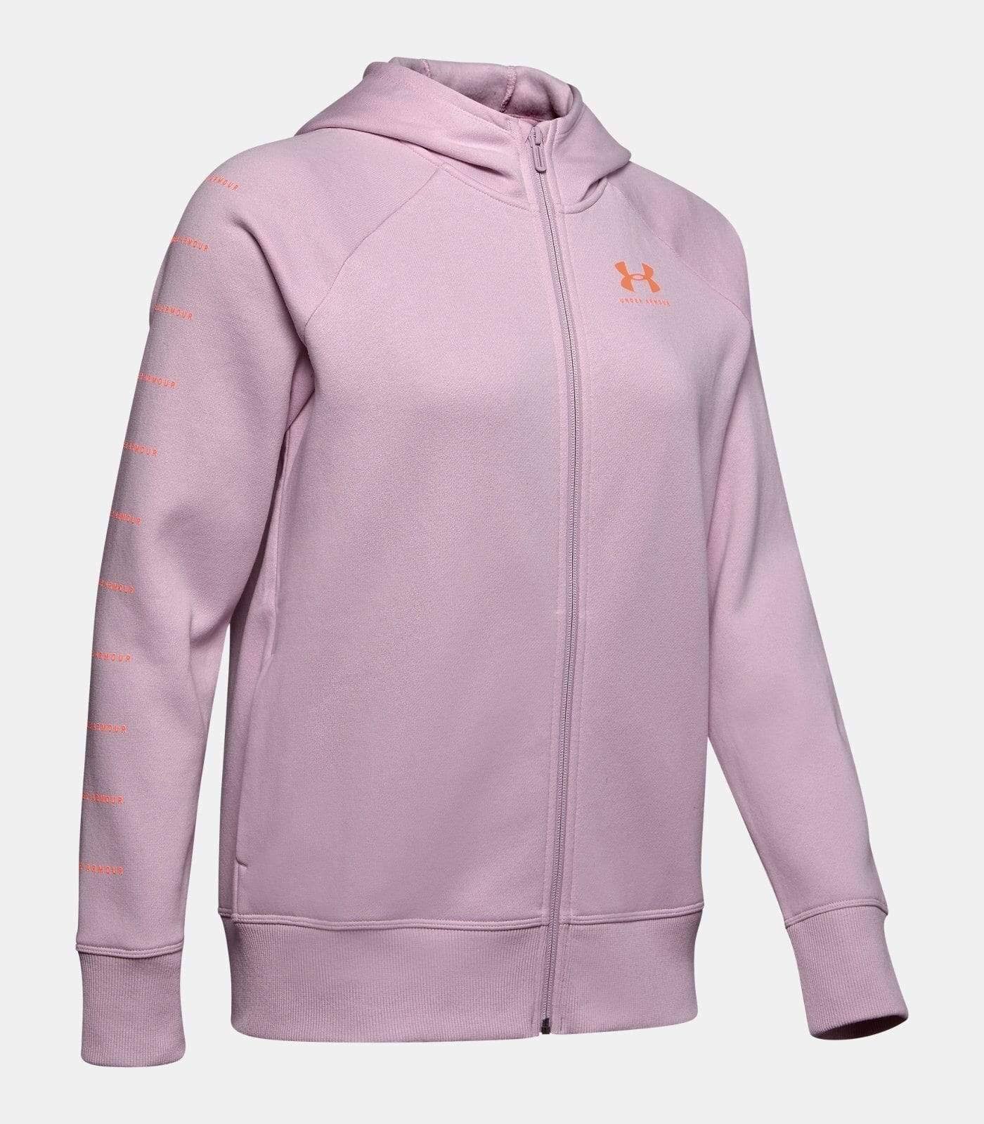 women's ua rival fleece sportstyle lc sleeve graphic full zip