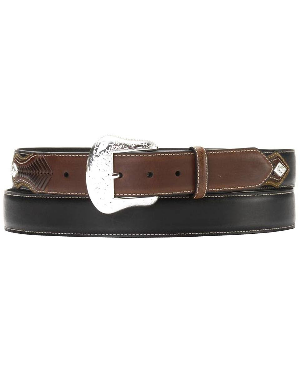 Nocona Western Belt Mens Leather Top Hand Laced Black Bark N2475401 ...