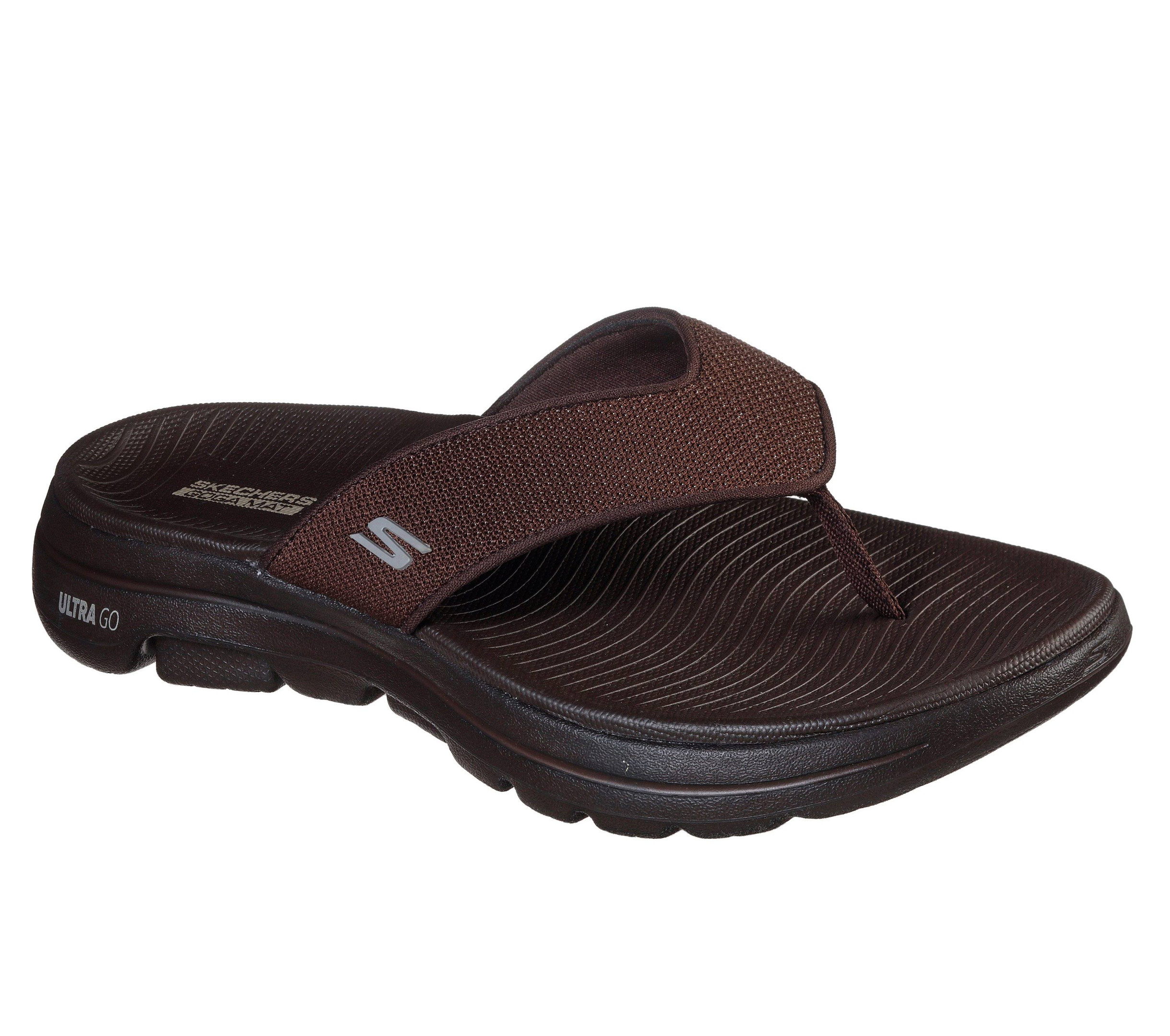 Skechers Men&s GOwalk 5 Iango Thong Sandal, Chocolate - Thefalconwears