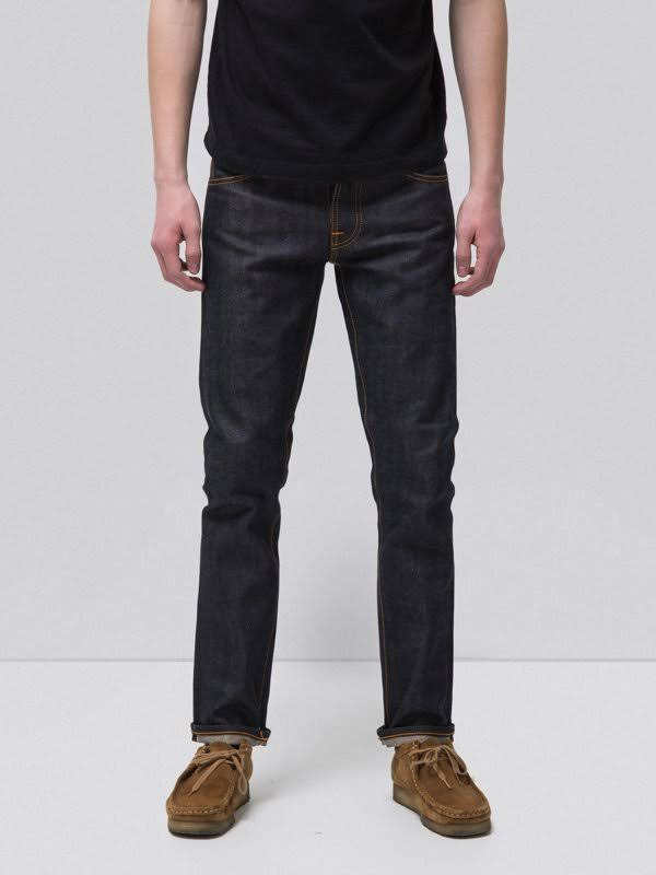 Nudie Jeans Grim Tim Dry Selvage Dry Jeans Blue 36x36 - Thefalconwears