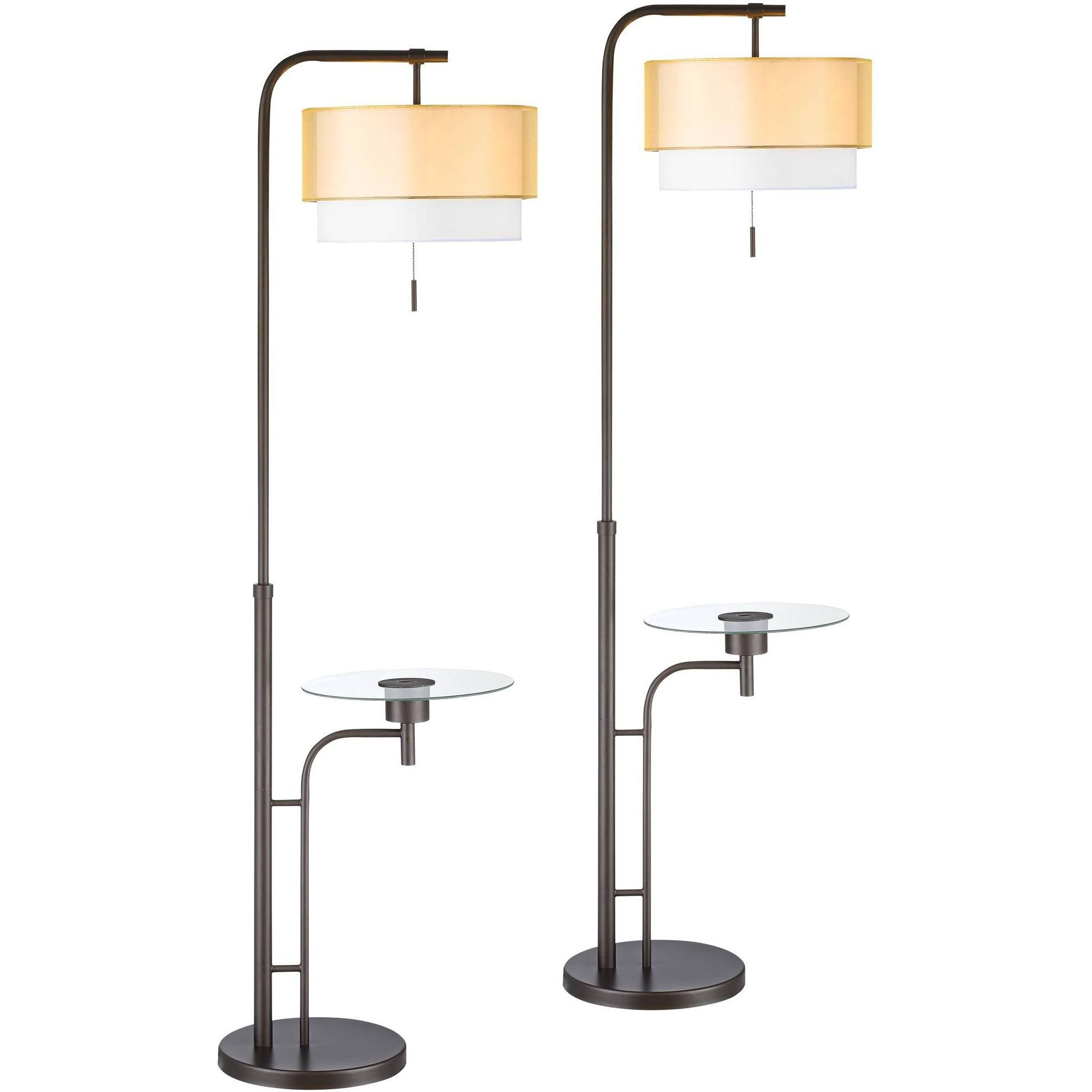 Possini Euro Design Dion Bronze Tray Table USB Floor Lamps Set of 2 ...