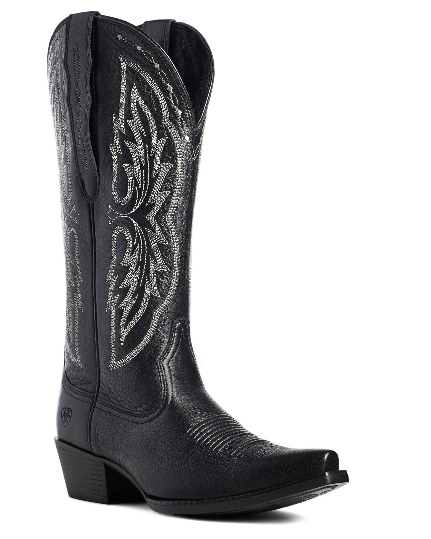 Ariat Women&s Heritage Elastic Calf Western Boots - Black - Thefalconwears