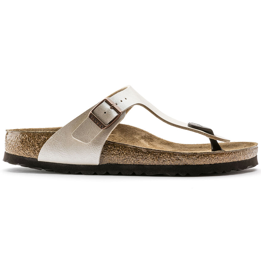 Birkenstock Gizeh Graceful Pearl White Birko-Flor - Slides Sandals - Awesome Shoes