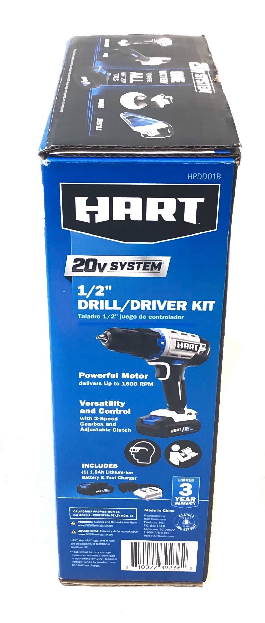 Hart Hpdd01b 20Volt Cordless 1/2Inch Drill/Driver Kit templarpro