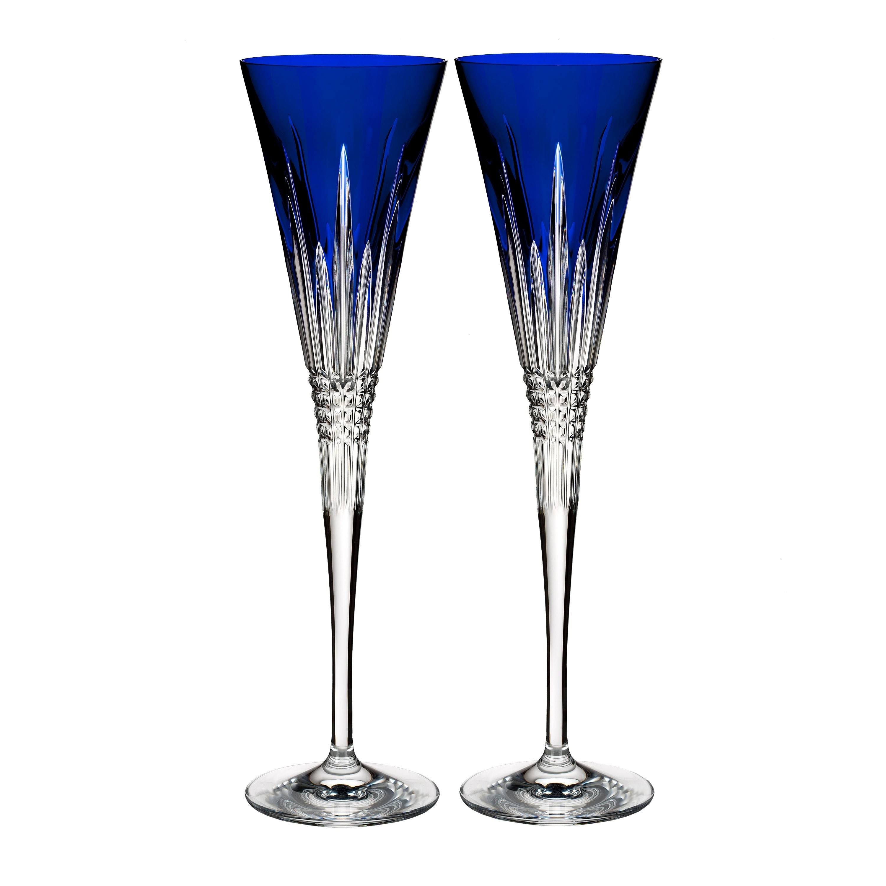 waterford lismore diamond toasting flute pair