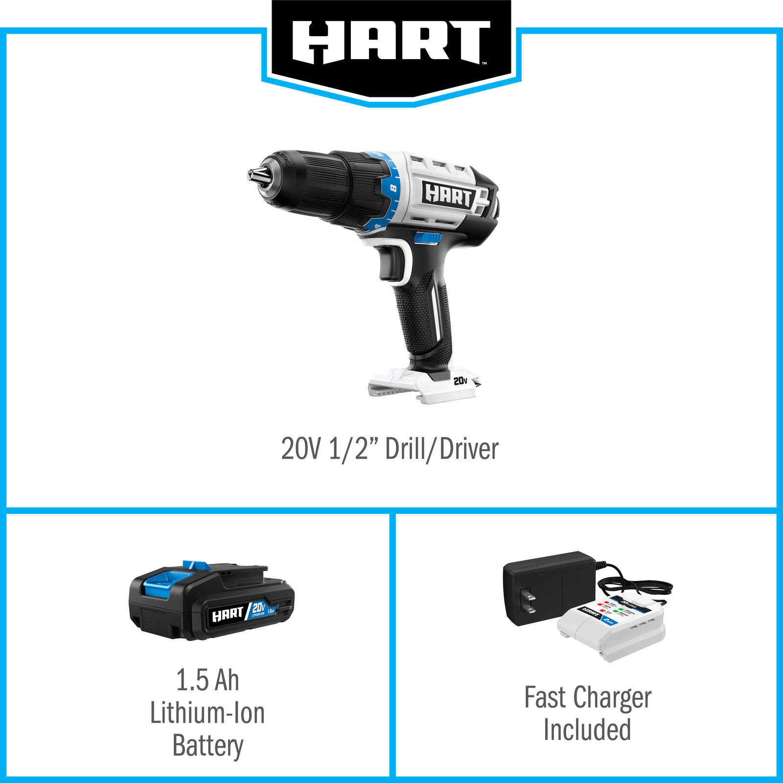 Hart Hpdd01b 20Volt Cordless 1/2Inch Drill/Driver Kit templarpro