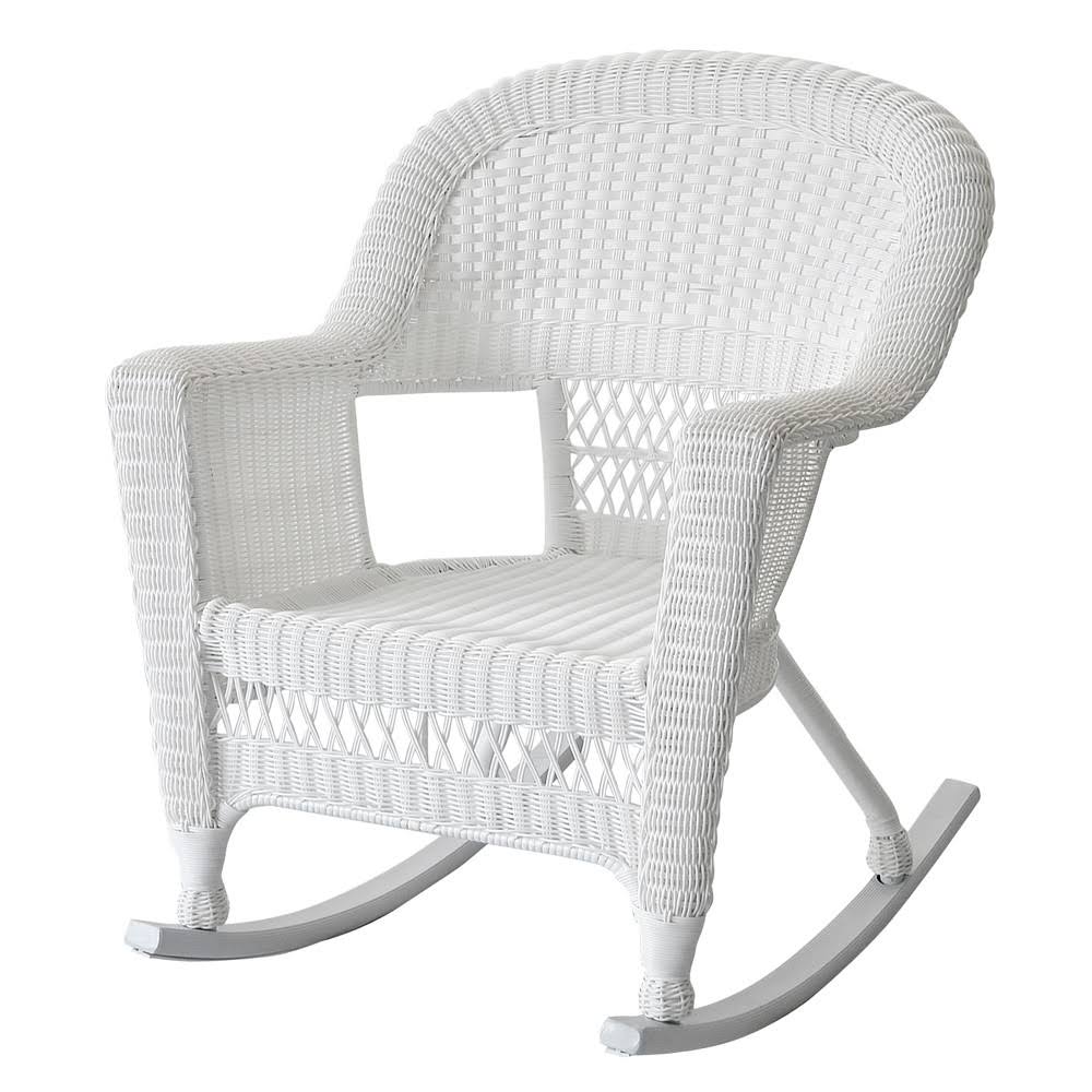 Jeco W00206rb White Rocker Wicker Chair WGL07