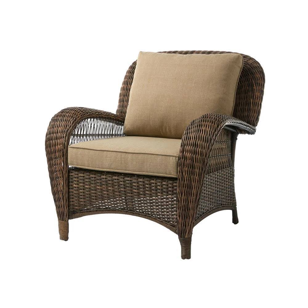 Hampton Bay Beacon Park Brown Wicker Outdoor Patio Stationary Lounge