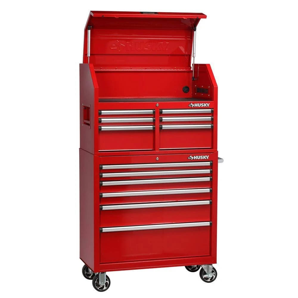 Husky 36 In. 12-Drawer Red Tool Chest And Cabinet Combo, Gloss Red ...