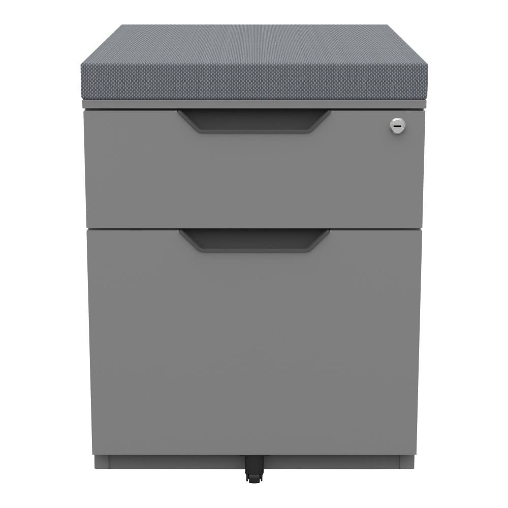 WorkPro 21x22D Vertical 2Drawer Mobile File with Seat CUSHION, Metal, Gray WGL07