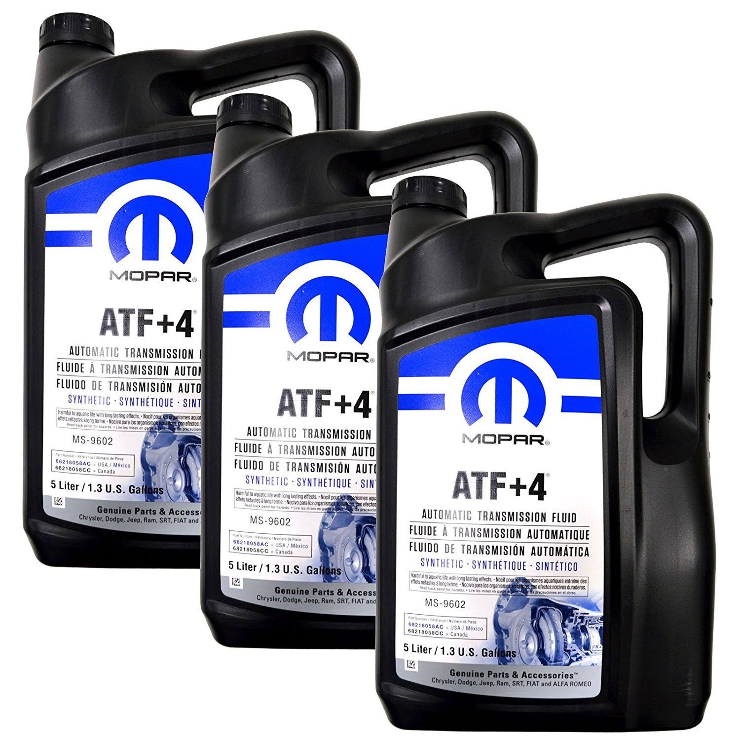 Mopar Automatic Transmission Fluid ATF+4 5 Liter (1.3 Gallon) 3 Pack WGL07