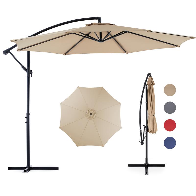 9.8ft Offset Patio Cantilever Parasol Outdoor Sunshade with Easily Adjustable Tilt, 8 Ribs, UV Protection for Backyard, Lawn and Pool