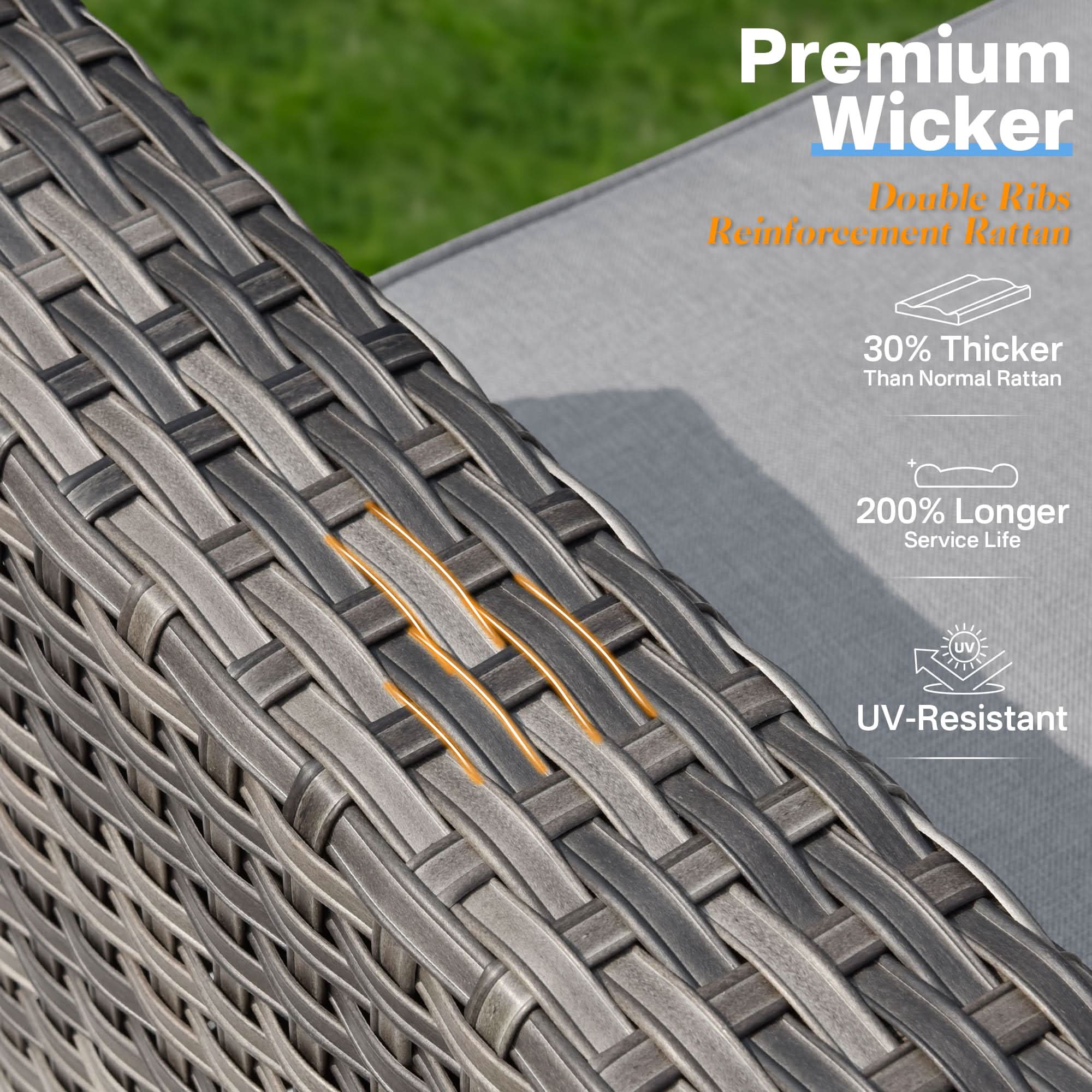 Ovios Outdoor 8 Piece Patio Furniture Set with Fire Pit Table,Conversation Sectional Wicker Couch with Coffee Table