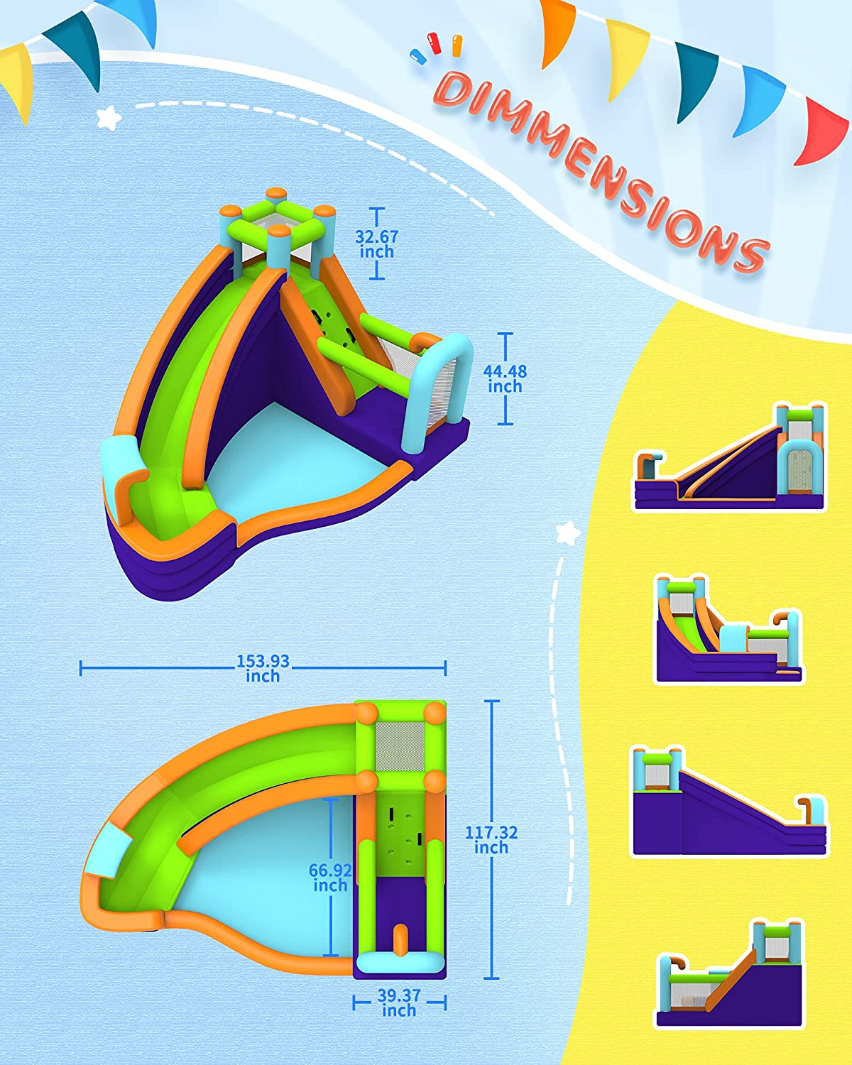 AirMyFun Inflatable Waterslide, Water Bounce House for Wet and Dry, Kids Bouncy House Water Park with Air Blower, Water Spray, Splash Pool, A83021