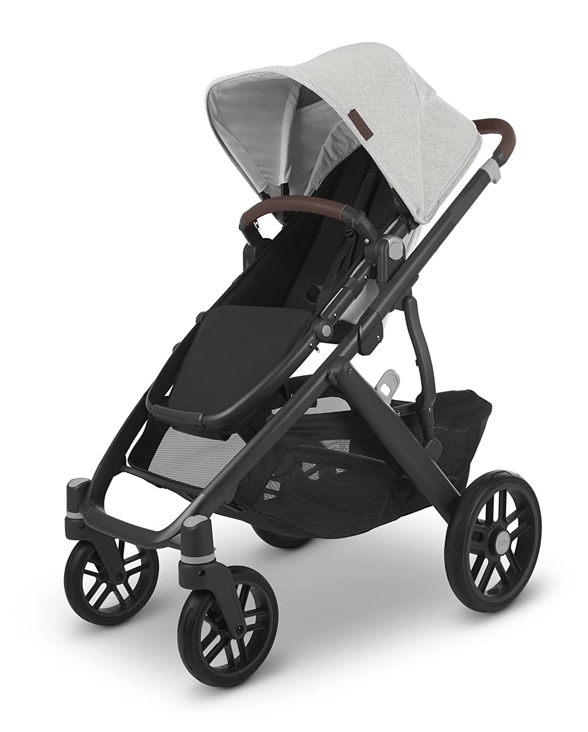 Stroller - Anthony (White and Grey Chenille/Carbon/Chestnut Leather)