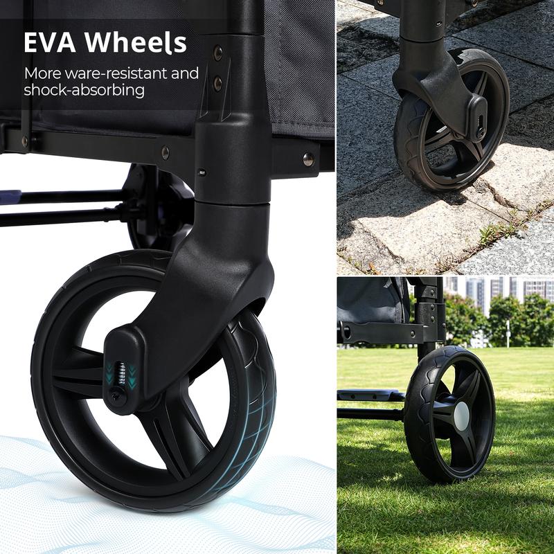 Baby Stroller Wagon, All-Terrain 2 Seaters BabyWagon with Canopy, Parent Organizer, AdjustableHandle & Pull Bar for Infants and Toddlers