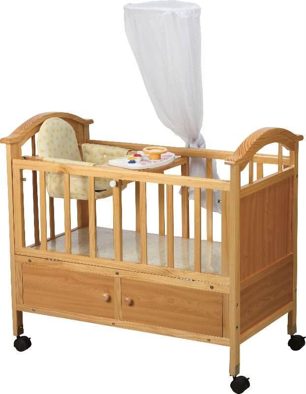 smoothly solid raw wood automatic swing baby crib