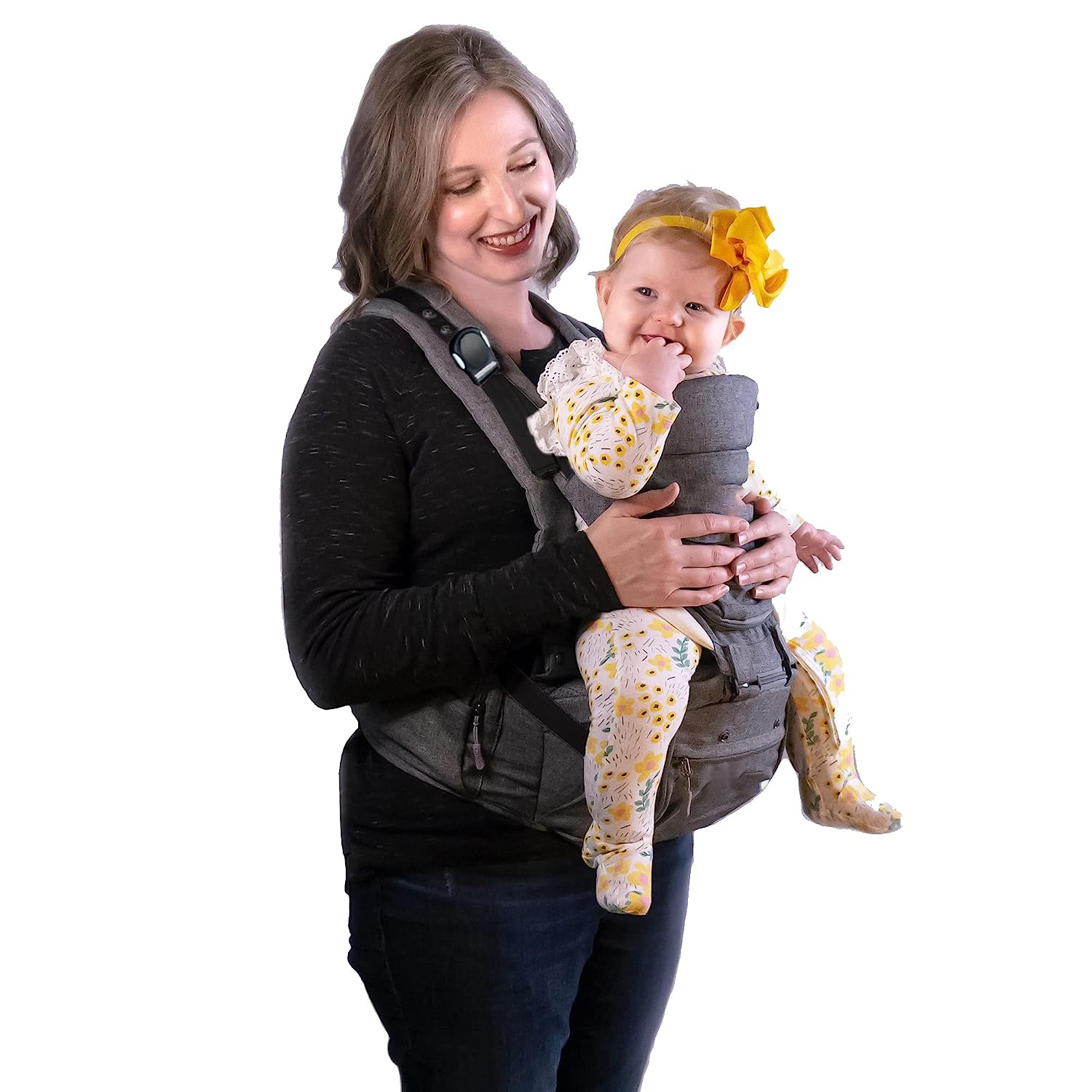 Baby Carrier, Joey Classic, Ergonomic 3D Hip Seat, New Magnetic Self Buckling Clips, Light Weight and Breathable - 6 in 1 Position Design, 3-36 Months, Front and Back Carry, Platinum Gray