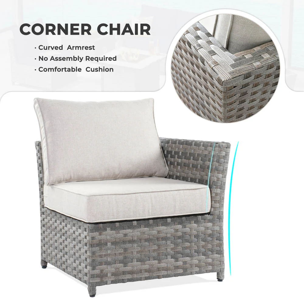 Ovios New Rimaru Series Patio Furniture Set 15-Piece include Swivel Chairs and 42