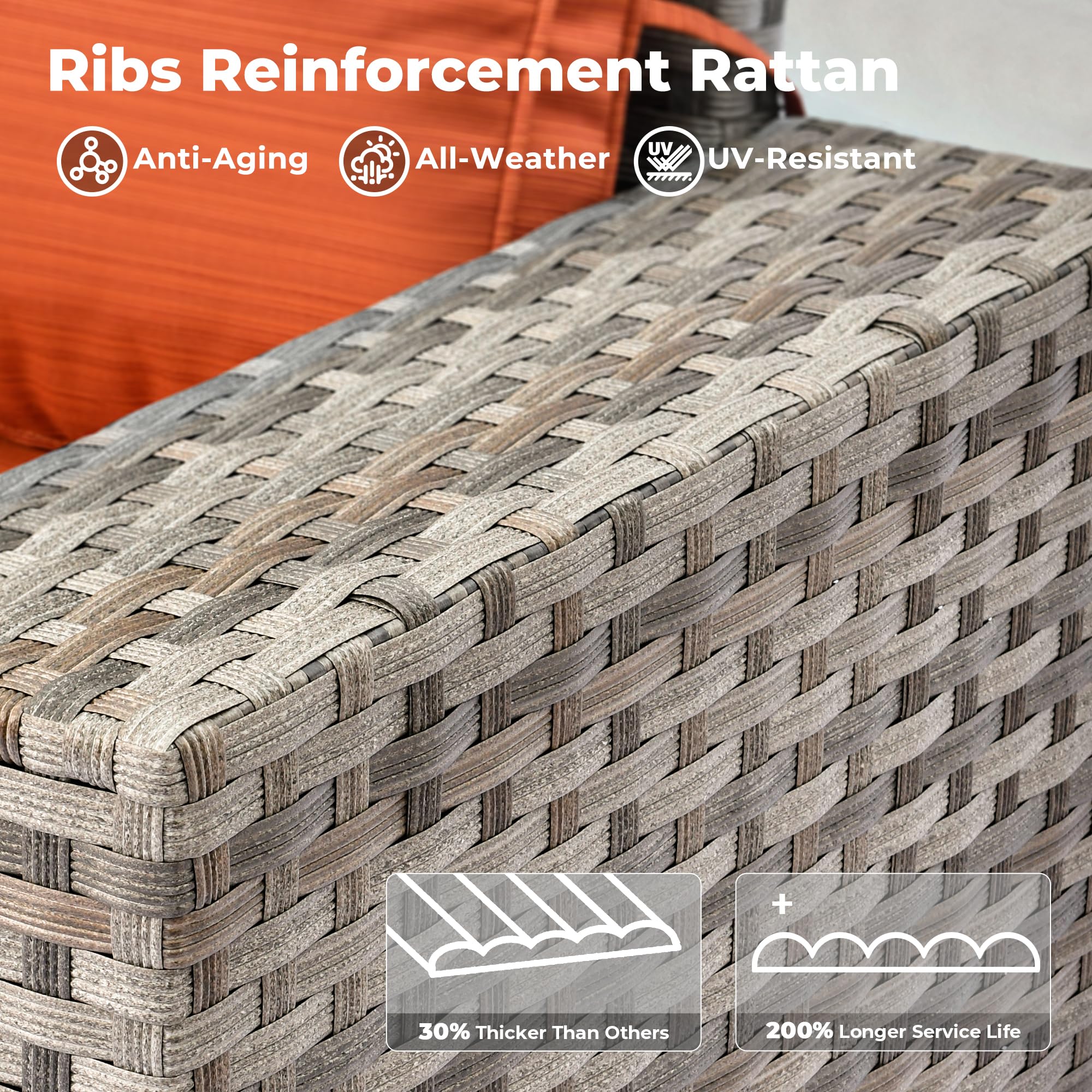 Ovios 8 Pieces Patio Furniture Set, Outdoor Sectional Sofa with Swivel Rocking Chair