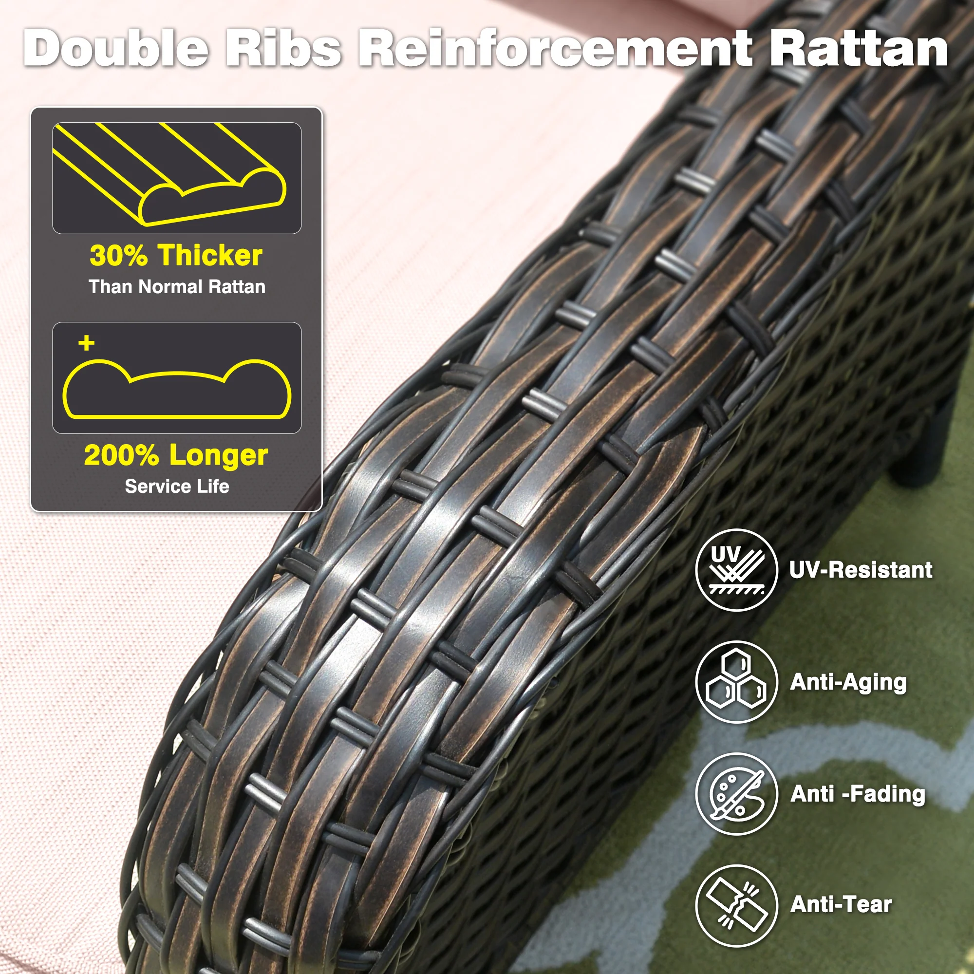 Ovios Outdoor Furniture 7-Piece with 42'' Fire Pit Table and Kenard 2 Rocking Chairs