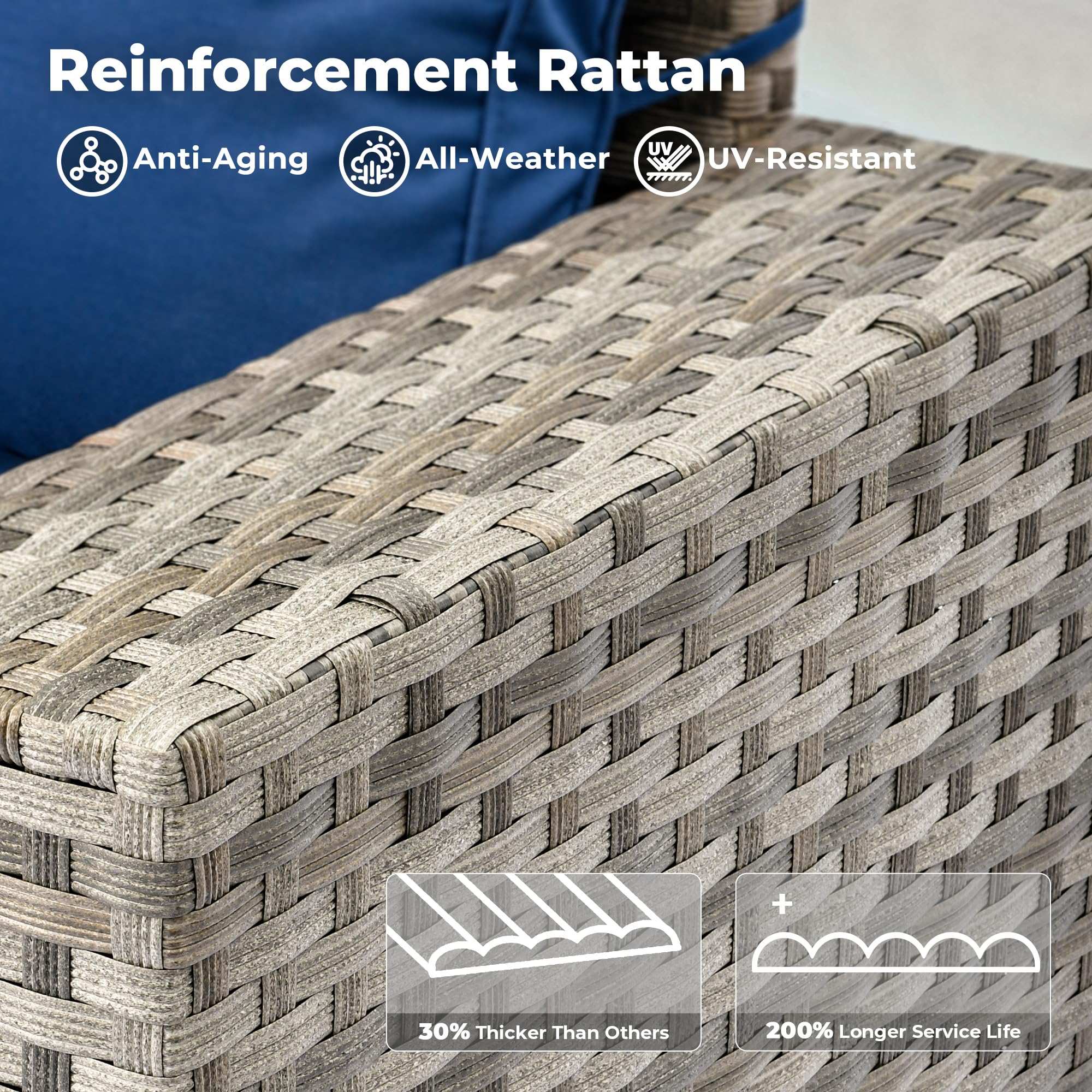 Ovios 8 Pieces Patio Furniture Set, Outdoor Sectional Sofa with Swivel Rocking Chair