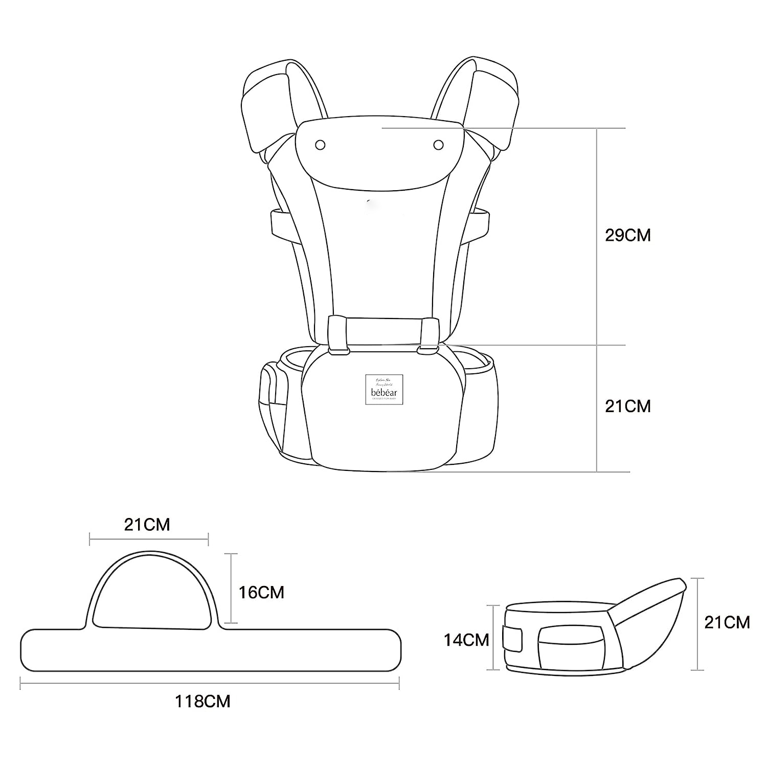 Baby Carrier Newborn to Toddler Baby Hip Carrier with Head Hood,Waist Extender & 3 Pieces Teething Pads (Grey)