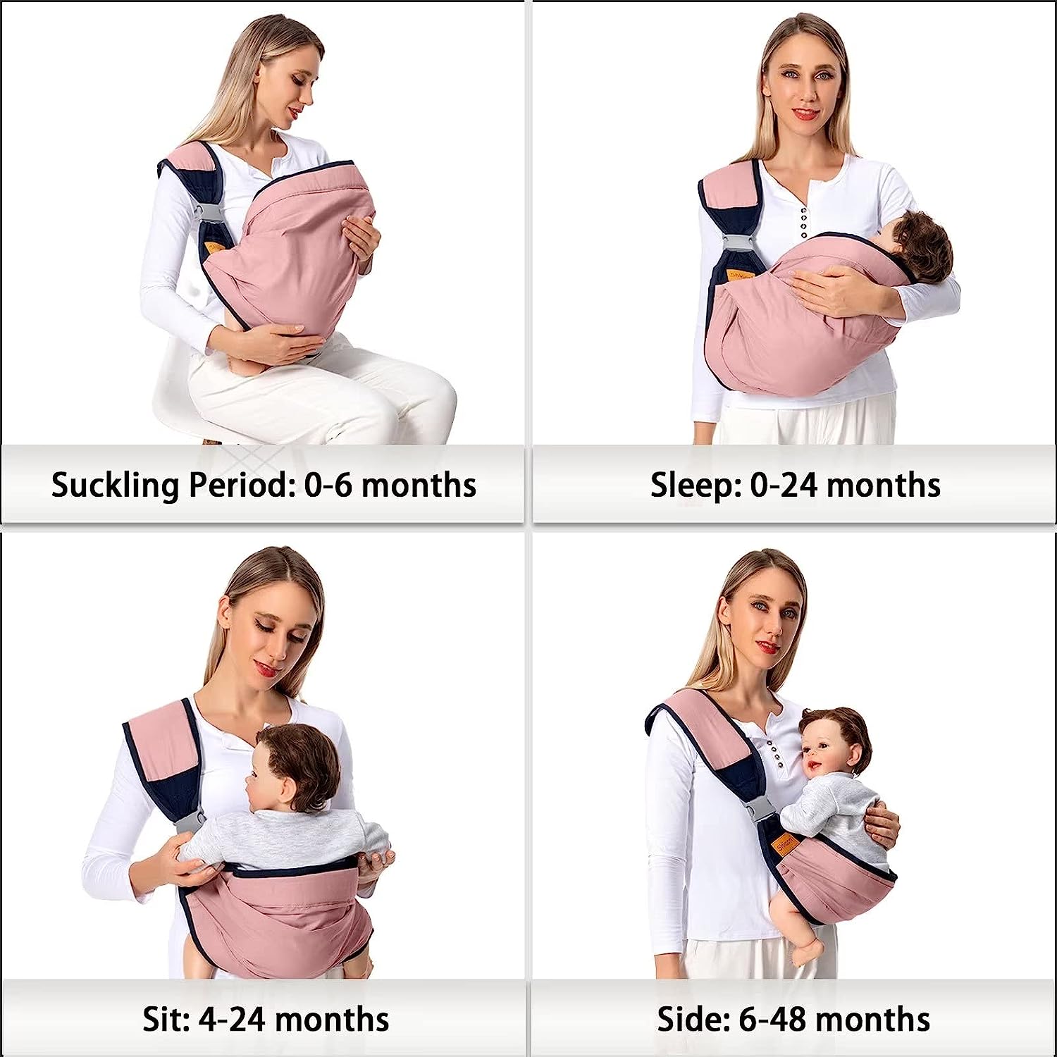 Baby Sling Carrier Newborn to Toddler, Lightweight Baby Carrier Sling, Baby Wrap Sling, Baby Hip Seat Carrier for Toddler Sling, Baby Holder Carrier, Nursing Sling, Carrying 7-45 lbs, Grey