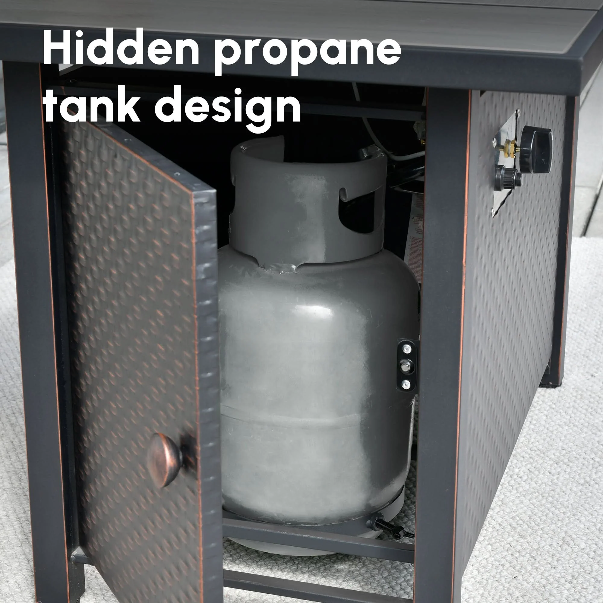 Ovios 42'' Rectangle Propane Fire Pit Table Brown