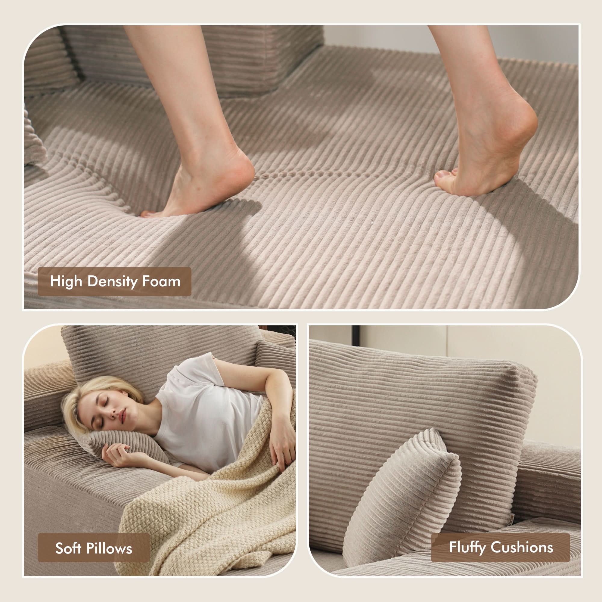 Ovios 67''x48'' Chaise Lounge Chair Indoor, Oversized Upholstered Sofa Bed