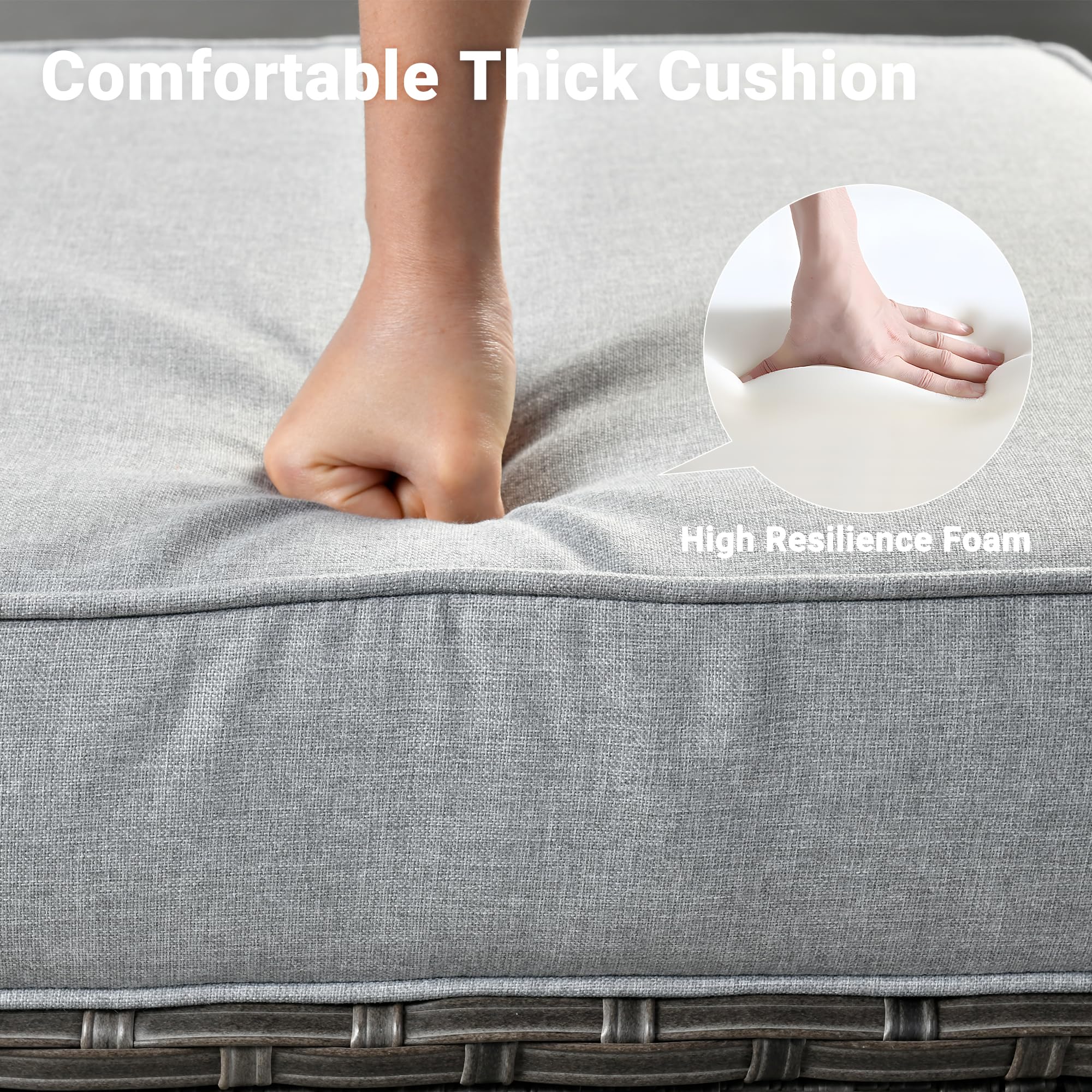 Ovios 7 Pieces Patio Furniture Set, Outdoor Wicker Sofa with Rocking Swivel Chairs