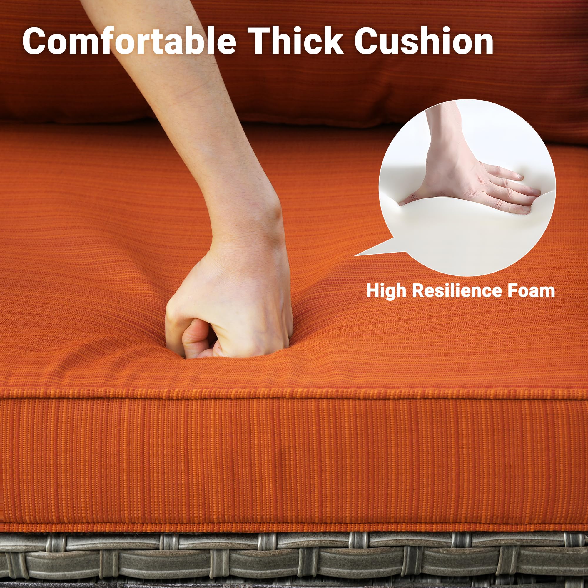 Ovios 7 Pieces Patio Furniture Set, Outdoor Wicker Sofa with Rocking Swivel Chairs