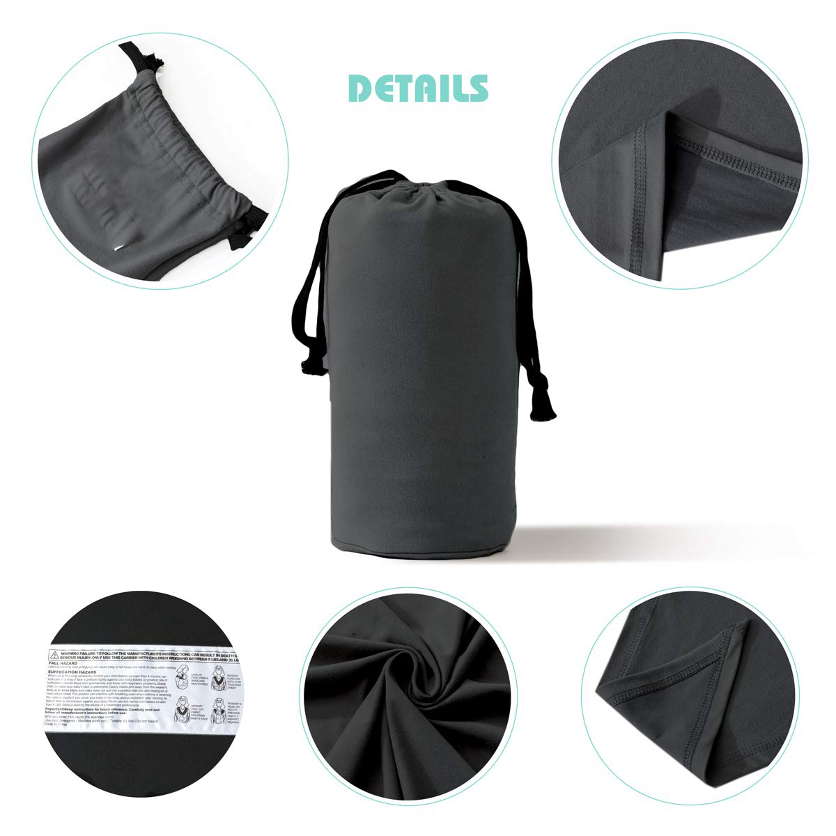 Baby Wrap Carrier,Hands Free Baby Carrier Sling,Lightweight,Breathable,Softness,Perfect for Newborn Infants and Babies Shower Gift,Black