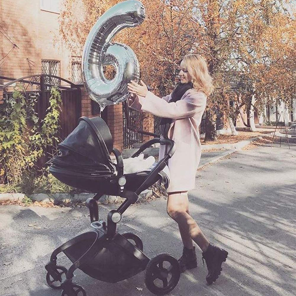 Baby Stroller: Baby Carriage with Adjustable Seat Height Angle and Four-Wheel Shock Absorption,ReversibleHigh Landscape and Fashional Pram (Grid)