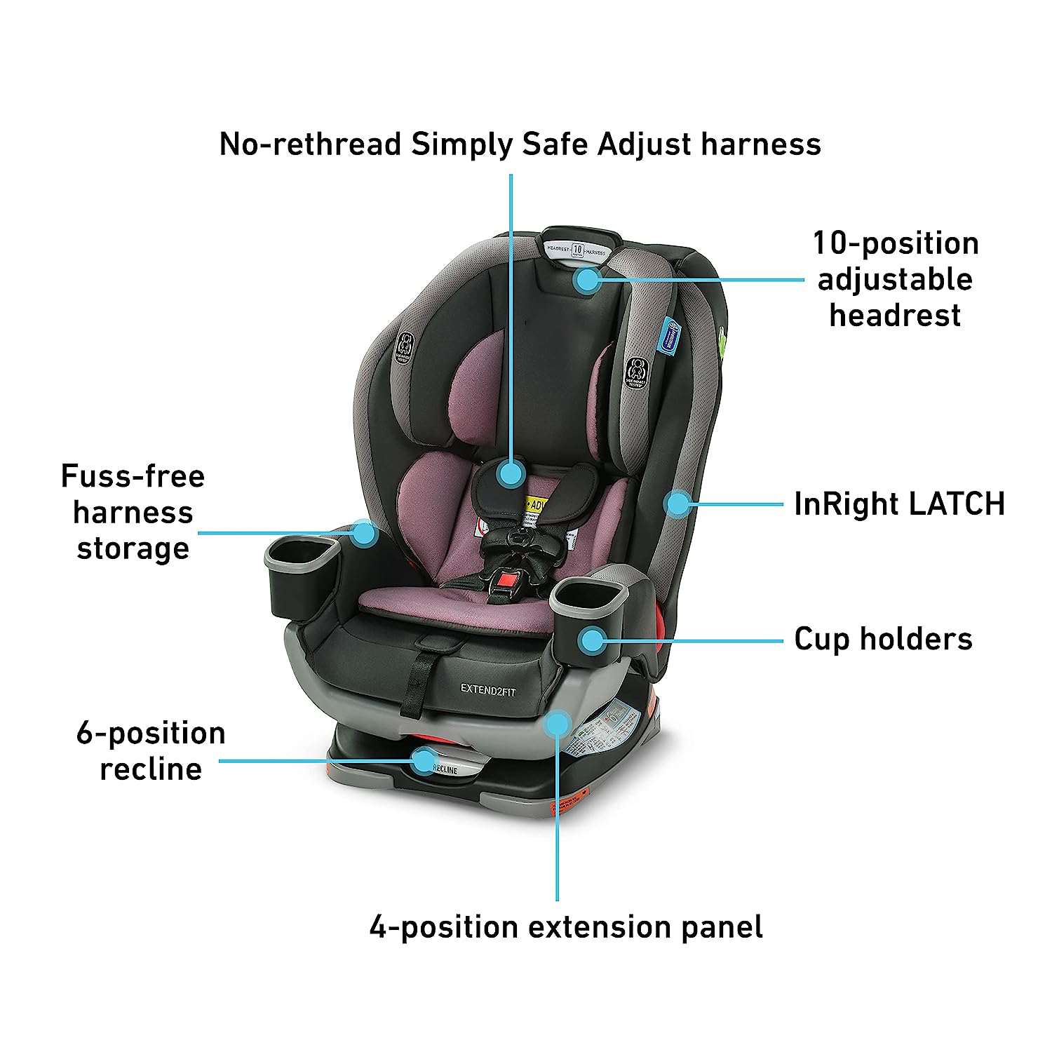 Extend2Fit Convertible Car Seat, Ride Rear Facing Longer with Extend2Fit, Gotham